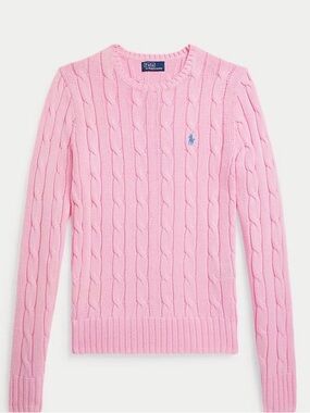 Ralph Lauren Pink Cable-Knit Crewneck Sweater